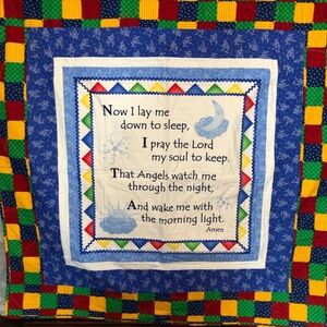 Handmade Quilt with Now I Lay Me Down To Sleep Prayer New